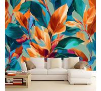 Papier peint Abstrait Couleur en non-tissé, Papiers Peints Autocollant Motif Lumineux Botanique Feuilles Adhesif pour Meuble Chambre Armoire Salle de Bain Amovible 300 x 210 cm