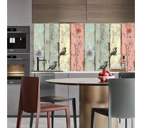 papier peint adhesif 3d 44 X300Lcm Oiseau En Bois Coloré papier peint autocollant Décor panoramique en relief, idéal pour donner du volume à un mur uni sans percer Z260488