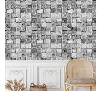 papier peint adhesif 44 X500Lcm Texture Géométrique En Noir Et Blanc papier peint fleuri Revêtement autocollant au style naturel, idéal pour chambre adulte ou espace détente Z260526