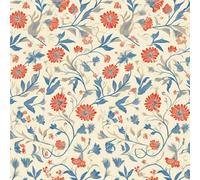 Papier peint adhésif Floral vintage Fleurs bleues et rouges Autocollant mural repositionnable Papier Adhésif Décoratif Papier Autocollant pour Meuble Motifs Papier Peint Chambre Salon Stickers Meuble
