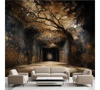 Papier Peint Adhésif Grotte 3D Montagne Exotique, Couloir Mandala Murale 150 x 105 cm, Illusion D'optique Stickers Muraux pour Salon Chambre Salle de Bain Autocollant Décoration Murale