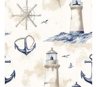 Papier Peint Adhesif Mural Balise Boho Autocollant mural repositionnable Balise de navigation océanique vintage Papier Adhésif Décoratif Papier Autocollant pour Meuble Motifs Papier Peint Chambre Sal