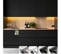 Papier Peint Adhesif Mural Decoratif Noir Mat Papier Adhesif Pour Meuble Cuisine 40x550 cm Film Auto DEVIDOIR DE PAPIER ESSUIE-TOUT