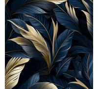 Papier Peint Adhesif Mural Feuilles d'arbre modernes Feuilles de palmier bleu or Autocollant mural repositionnable Meuble Papier Autocollant pour Meuble Papier Peint Adhesif Mural pour Décoration D'a