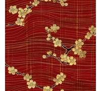 Papier Peint Adhesif Mural Fleur de cerisier rouge vague rouge style japonais Papier Peint Feuillage Mural Papier Adhésif pour Meuble Salle de Bain Chambre Salon Cuisine