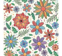 Papier Peint Adhesif Mural Fleuri Coloré,44 x 600cm Papier Peint Orange Fleur Papier Peint Floral Bleu Papier Peint Vert Feuille Papier Peint Botanique Papier Peint Adhesif pour Meuble Chambre,Salon