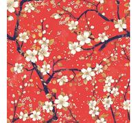 Papier Peint Adhesif Mural Fleurs de cerisier japonais rouges Papier Adhésif Décoratif pour Meuble Papier Peint Chambre Enfant Salon Armoire Décorations
