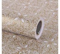 Papier peint adhésif vintage à motif floral doré pour tiroir, commode, étagère, décoration d'intérieur, 45 cm x 3 m
