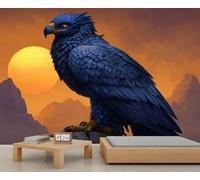 Papier peint Aigle Mural Bleu Aigle Géant Papier Peint Mural Oiseau Papier Peint pour Chambre Salon Décor Canapé Fond TV Grande Peinture Murale Poster 100 x 70 cm