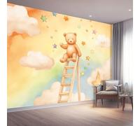 Papier Peint Amusement Enfantin Panoramique 3D - Échelle En Forme D'Ours En Peluche Marron Papier Peint Murale Salon Chambre À Coucher Maison Décoration Intérieure Mural Photo 250 X 175 Cm