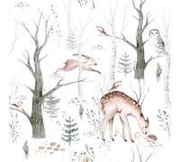 Papier peint animal, 44,5 x 300 cm, épais, décoller et coller, papier peint amovible, hibou, cerf sika, oiseau, lapin, papier de contact en vinyle imperméable pour la maison, la chambre à coucher, les