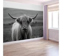 Papier Peint Animal Highland Bétail200 x 140 cm Décoration Papier Peint Moderne Gris Murale facile à nettoyer, idéale pour chambre et salon, avec un design unique et moderne