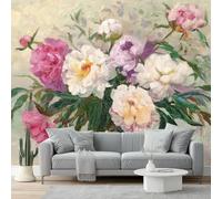 Papier Peint Aquarellé Panoramique 3D Vase De Pivoines Roses Grandes Murales Poster Pour Salon, Adulte Chambre D'Enfants, Étude Maison Décoration Intérieure 300 X 210 Cm