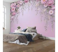 Papier Peint Aquarelle Romance, Papier Peint Panoramique Fleurs Vignes Grimpantes, Rose Muraux Photo, Pour Salon Chambre Restaurant Couloir Tv Fond Décoration Murale - 250 x 175 cm