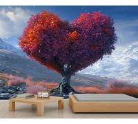 Papier peint arbre d'amour motif automne papier peint paysage montagne enneigée papier peint mural pour chambre d'enfant salon art peintures murales affiche murale 500 x 350 cm