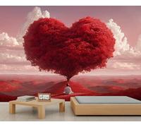 Papier peint arbre d'amour rouge paysage naturel fille papier peint pour salon chambre à coucher poster mural 450 x 300 cm