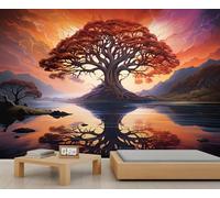 Papier peint arbre de vie, papier peint 3D, paysage fantastique pour salon, chambre à coucher, étude, arrière-plan TV - 150 x 100 cm