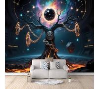 Papier Peint Arbre Du Monde 300x256 cm Papier Peint Panoramique Effet 3D, Peinture Murale intissé Grande La Science-fiction, pour Moderne Salon Chambre TV Fond