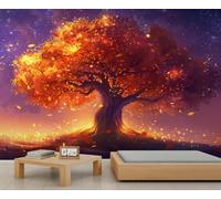 Papier peint arbre imaginaire nature univers pour filles violet crépuscule étoilé papier peint fantastique art papier peint pour chambre de fille salon 450 x 300 cm