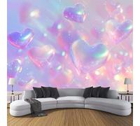 Papier Peint Arc-En-Ciel En Forme De Cœur, Panoramique 3D Onirique Fantaisie Murale, Rose Violet Poster Tableaux Photo Muraux Utilisé Pour Salon Chambre à Coucher Maison Intérieure (400x280cm )