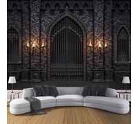 Papier Peint Architecture Européens 100×70cm Papier Peint Panoramique Effet 3D, Peinture Murale Poster intissé Ancien Porte Fer Château, pour Chambre Salon TV Fond