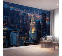 Papier Peint Architecture Moderne New-Yorkaise Urbaine Bâtiment Panoramique 400 x 280 cm Papier Peint Intissé pour Salon Chambre Enfant Chambre Intérieure, Gris Murale Poster Tableaux Muraux