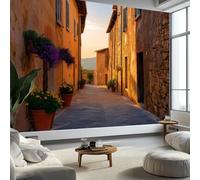 Papier Peint Architecture Urbaine Italienne250 x 175 cm Décoration Papier Peint Moderne Jaune Murale facile à nettoyer, idéale pour chambre et salon, avec un design unique et moderne