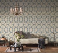 Papier Peint Argenté Avec Décor Floral - Beige