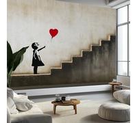 Papier Peint Art De Rue Fille Escaliers250 x 175 cm Décoration Papier Peint Moderne Crème Murale facile à nettoyer, idéale pour chambre et salon, avec un design unique et moderne
