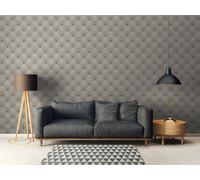 Papier Peint Art Déco Motif, Effet Métallique - Gris, Beige, Blanc