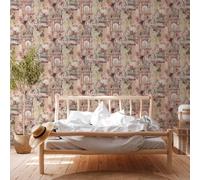 Papier peint asiatique Profhome 381742-GU papier peint non-tissé lisee sans texture avec des motifs d'architecture mat vert beige brun gris 5,33 m2