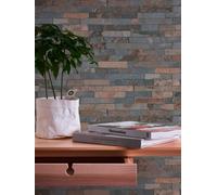 Papier Peint Aspect Pierre Avec Foncé Mur En Naturelles - Gris, Marron, Noir