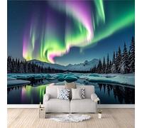 Papier Peint Aurora Iceberg 250x175 cm Papier Peint Panoramique Effet 3D, Peinture Murale intissé Grande Forêt, pour Moderne Salon Chambre TV Fond