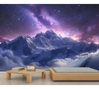 Papier peint aurore boréale, papier peint mural aurore, papier peint paysage de montagne pour salon, chambre à coucher, étude, décoration de fond TV - 390 x 260 cm