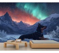 Papier peint aurore boréale, papier peint mural aurore, papier peint paysage naturel pour salon, chambre à coucher, étude, décoration de fond TV - 350 x 256 cm