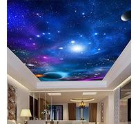 Papier Peint Auto-Adhésif 3D Plafond de ciel étoilé de l'univers Wallpaper Galaxie bleue Photo Mural pour Salon Chambre Restaurant Background Wall Moderne Tableaux Muraux Décoration 200 x 140 cm