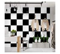 Papier Peint Auto-Adhésif Blanc Noir Treillis carré Fond d'écran PVC Wall Paper imperméable Rolls moderne Magasin de vêtements restaurant fond Décoration murale 66 ( Color : Black White 10m*53cm )