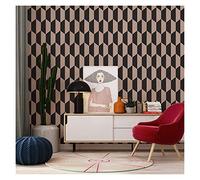 Papier Peint Auto-Adhésif Européen moderne en noir et blanc 3D Plaid Fond d'écran Mode Simple Blanc Jaune Rouge Brun imperméable Papier peint PVC Salon 66 ( Color : P04804 , Dimensions : 10mx53cm )