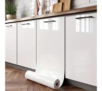 Papier peint auto-adhésif imperméable en PVC avec perles, noir/blanc, pour garde-robe, cuisine, pâte à haute brillance, autocollants muraux pour meubles, DIY bricolage White Glossy