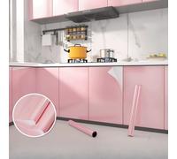 Papier peint auto-adhésif imperméable en PVC avec perles, rose/blanc, pour garde-robe, cuisine, pâte à haute brillance, autocollants muraux pour meubles, DIY bricolage DA HUA BAI