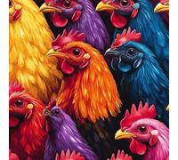Papier Peint Autocollant 3D Motifs Coloré Coq Plumes Animaux Toile de Canvas Résistant aux Rayures pour Plafonds/Murs de Maison/Appartement/Boutique Papier Peint Adhésif Mural 40 cm x 300 cm