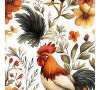 Papier Peint Autocollant 3D Motifs Coq Fleurs Feuilles Animaux Toile de Canvas Résistant aux Rayures pour Plafonds/Murs de Maison/Appartement/Boutique Papier Peint Adhésif Mural 40 cm x 300 cm