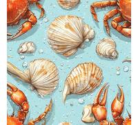 Papier Peint Autocollant 3D Motifs Crabes Coquillages Fruits De Mer Toile de Canvas Résistant aux Rayures pour Plafonds/Murs de Maison/Appartement/Boutique Papier Peint Adhésif Mural 40 cm x 300 cm