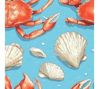 Papier Peint Autocollant 3D Motifs Crabes Coquillages Fruits De Mer Toile de Canvas Résistant aux Rayures pour Plafonds/Murs de Maison/Appartement/Boutique Papier Peint Adhésif Mural 40 cm x 300 cm