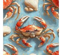 Papier Peint Autocollant 3D Motifs Crabes Coquillages Fruits De Mer Toile de Canvas Résistant aux Rayures pour Plafonds/Murs de Maison/Appartement/Boutique Papier Peint Adhésif Mural 40 cm x 300 cm
