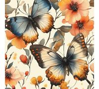 Papier Peint Autocollant 3D Motifs Papillon Fleurs Herbe Toile de Canvas Résistant aux Rayures pour Plafonds/Murs de Maison/Appartement/Boutique Papier Peint Adhésif Mural 30 cm x 200 cm