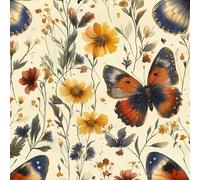 Papier Peint Autocollant 3D Motifs Papillon Fleurs Herbe Toile de Canvas Résistant aux Rayures pour Plafonds/Murs de Maison/Appartement/Boutique Papier Peint Adhésif Mural 30 cm x 200 cm