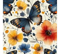 Papier Peint Autocollant 3D Motifs Papillon Fleurs Herbe Toile de Canvas Résistant aux Rayures pour Plafonds/Murs de Maison/Appartement/Boutique Papier Peint Adhésif Mural 30 cm x 200 cm