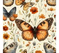Papier Peint Autocollant 3D Motifs Papillon Fleurs Herbe Toile de Canvas Résistant aux Rayures pour Plafonds/Murs de Maison/Appartement/Boutique Papier Peint Adhésif Mural 30 cm x 200 cm