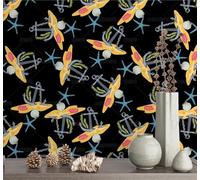 Papier Peint Autocollant Ancre Étoile Mer Noire 45 * 300Cm Adhesif Pour Meuble Vinyle Papier Peint Autocollant Imperméable Pour Armoires Murs Salon Chambre